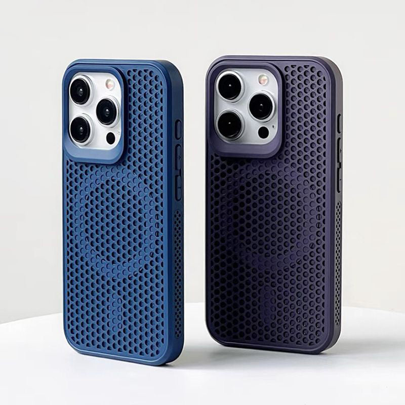 Hollow mesh heat dissipation magnetic mobile phone case, anti-drop and anti-slip, suitable for iPhone16/15/14/13/12/11 ProMaxPlus