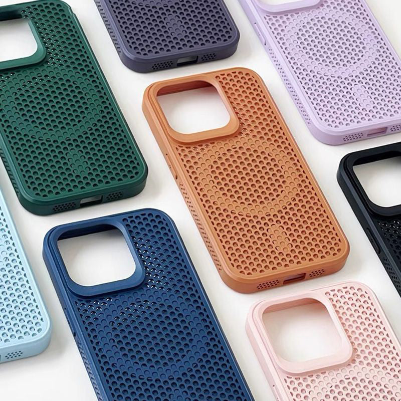 Hollow mesh heat dissipation magnetic mobile phone case, anti-drop and anti-slip, suitable for iPhone16/15/14/13/12/11 ProMaxPlus